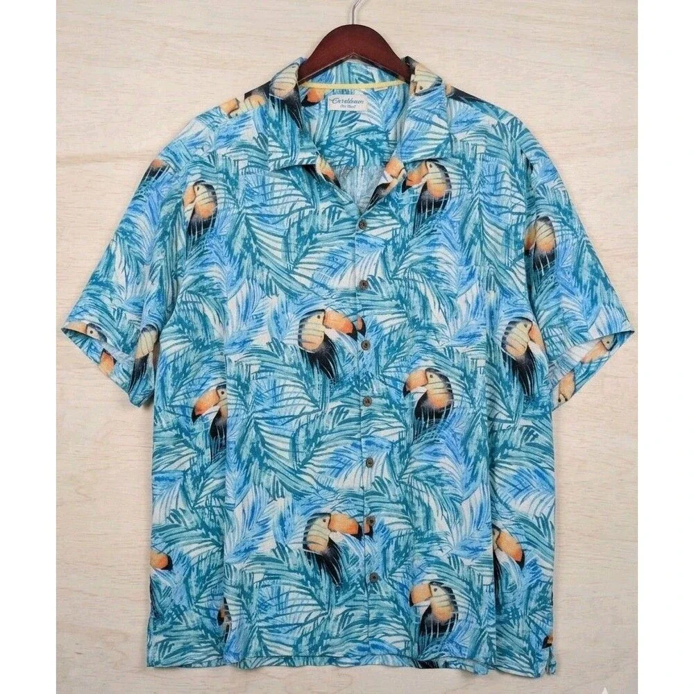 Silk Hawaiian Tropical Toucan Bird Shirt Size 4XB